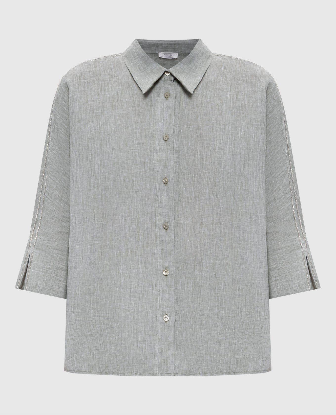 

Green linen shirt with monil chain Peserico