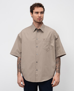 Ami Paris Grey short-sleeved shirt with Ami de Coeur emblem embroidery HSH240CO0076