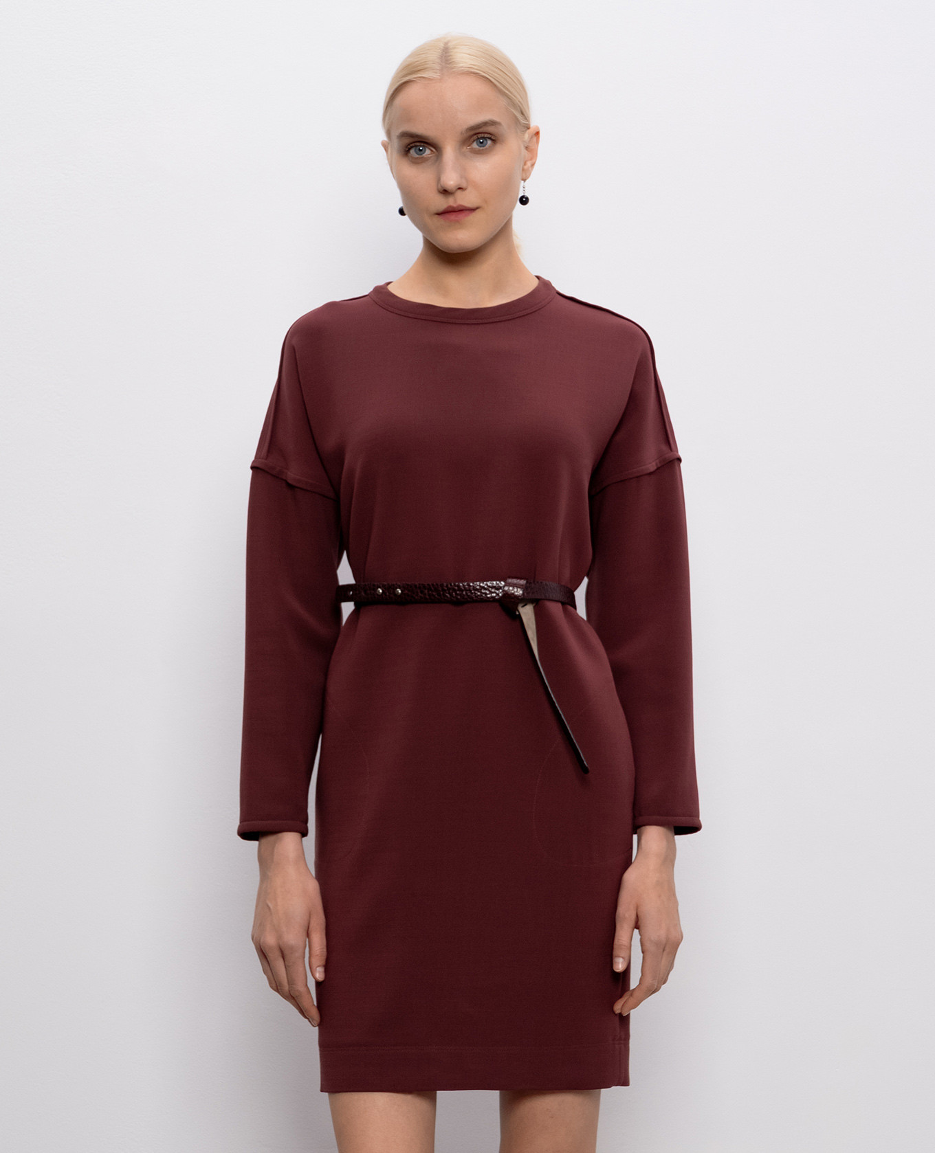 Burgundy wool dress Brunello Cucinelli 3