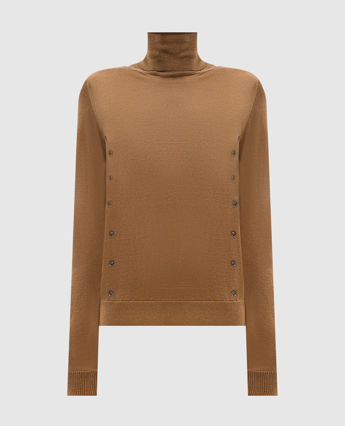 

Brown wool turtleneck with eyelets Dondup