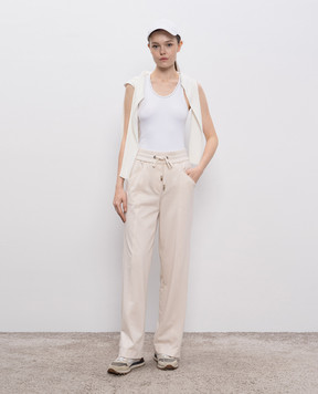 Peserico White ribbed top with monil chain S08919J005669