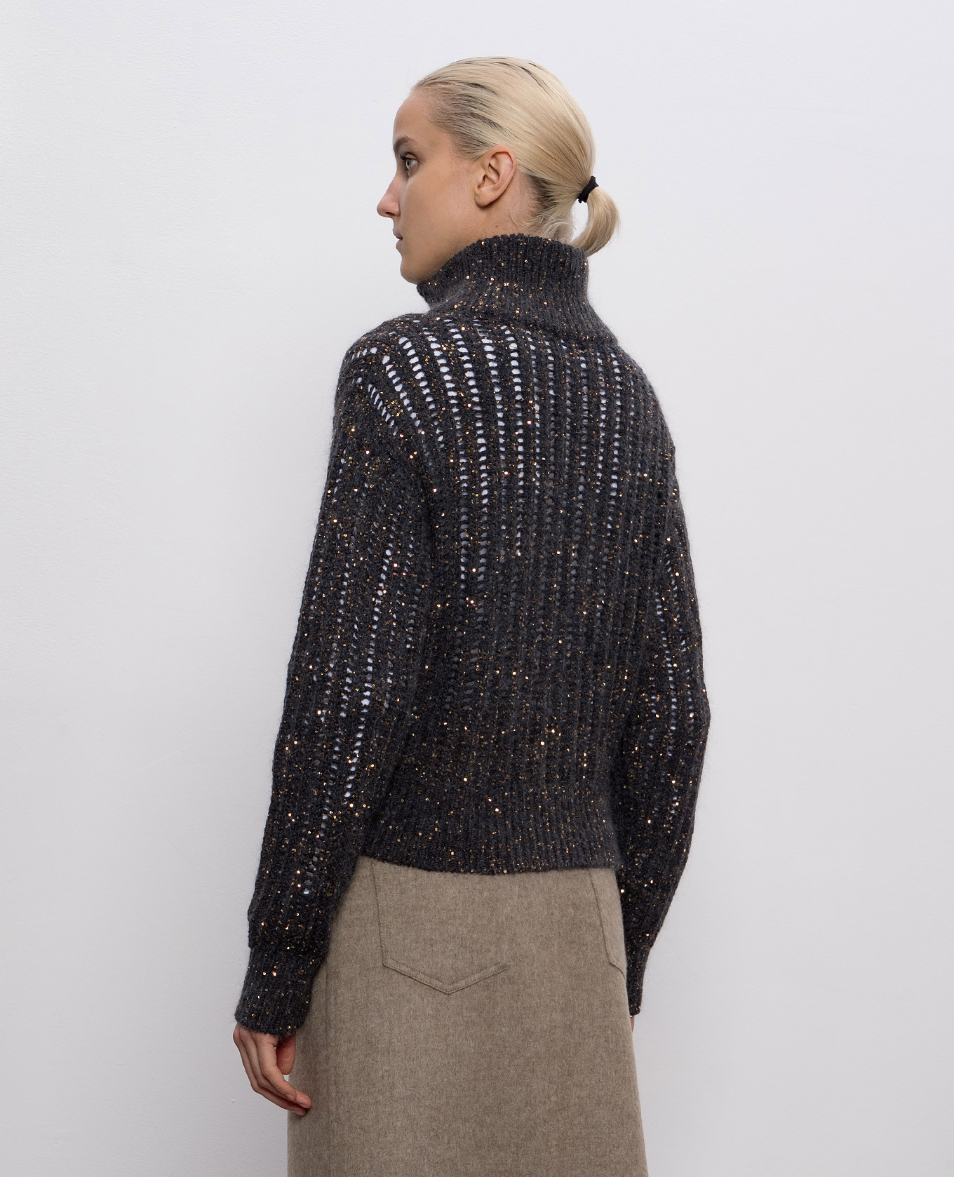 

Blue openwork cardigan with wool and cashmere Brunello Cucinelli