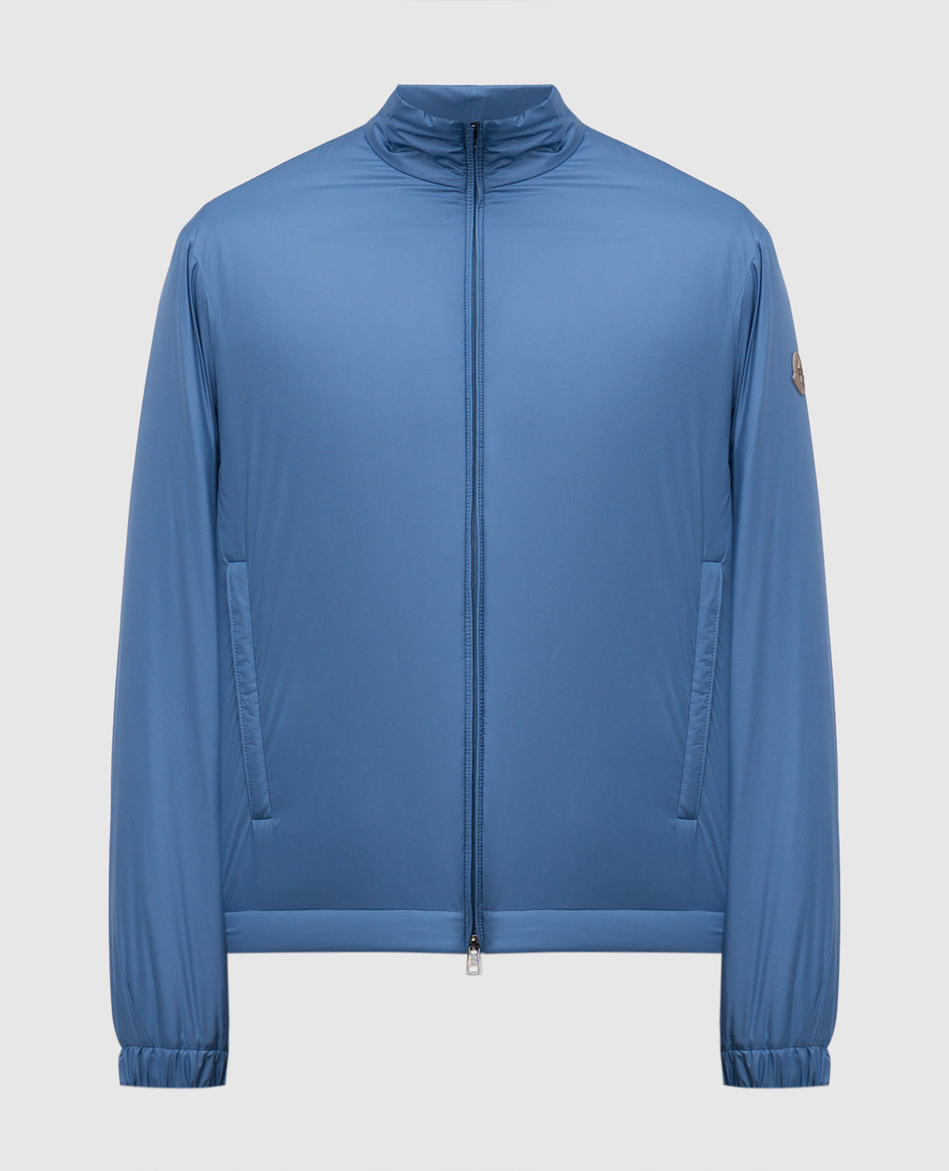 

Berre blue down jacket with leather logo patch Moncler