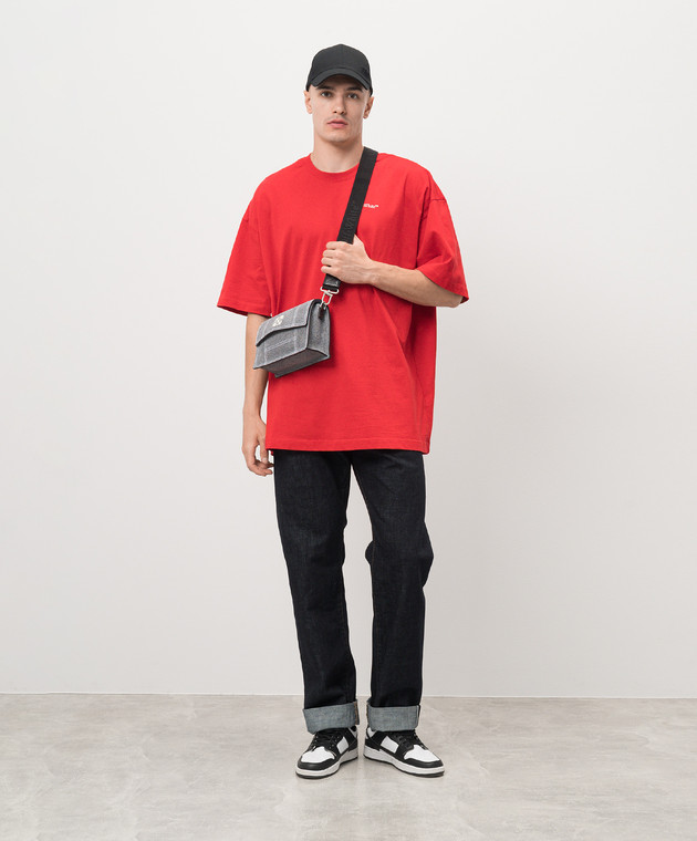 Off-White Red t-shirt with 3D print OMAA161F24JER005 shop with