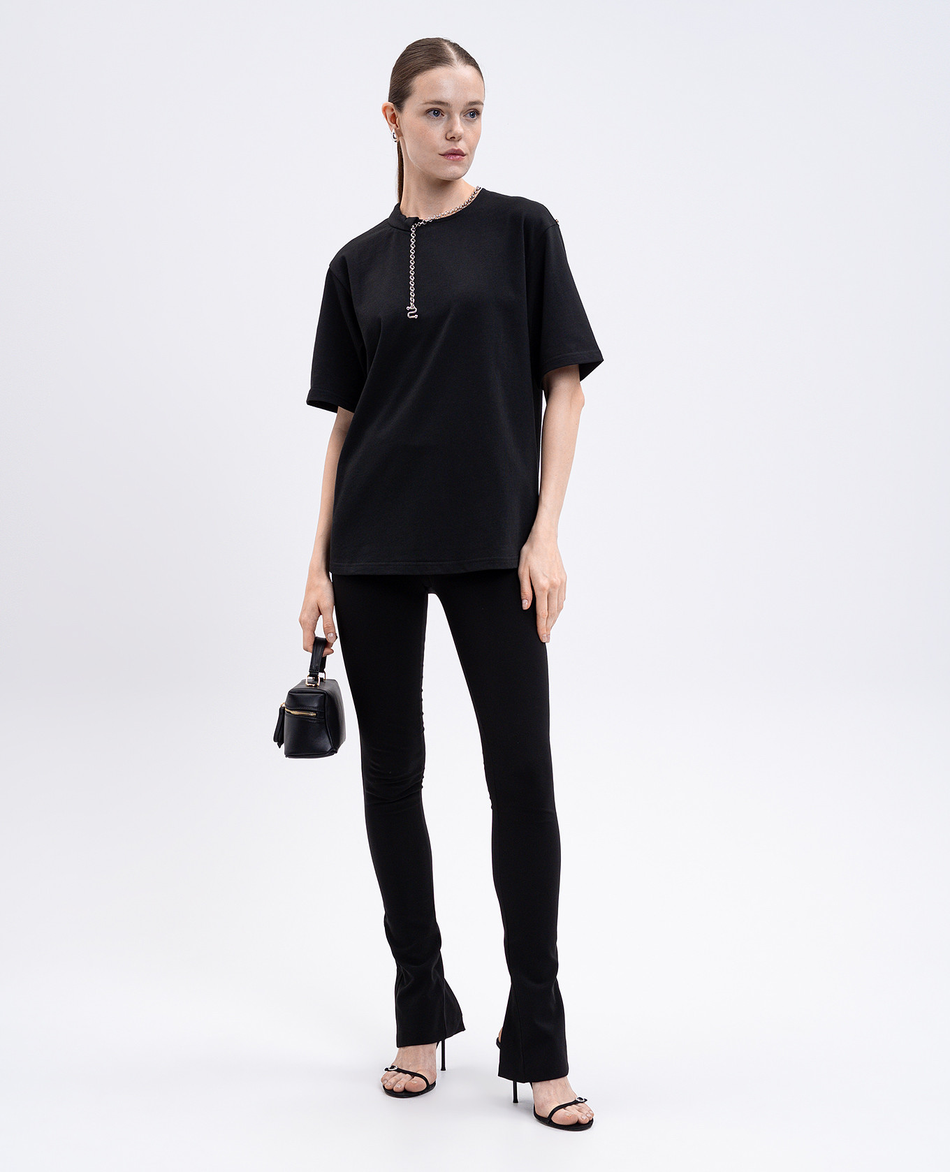 

Black OBLATO T-shirt with chain Max Mara Sportmax