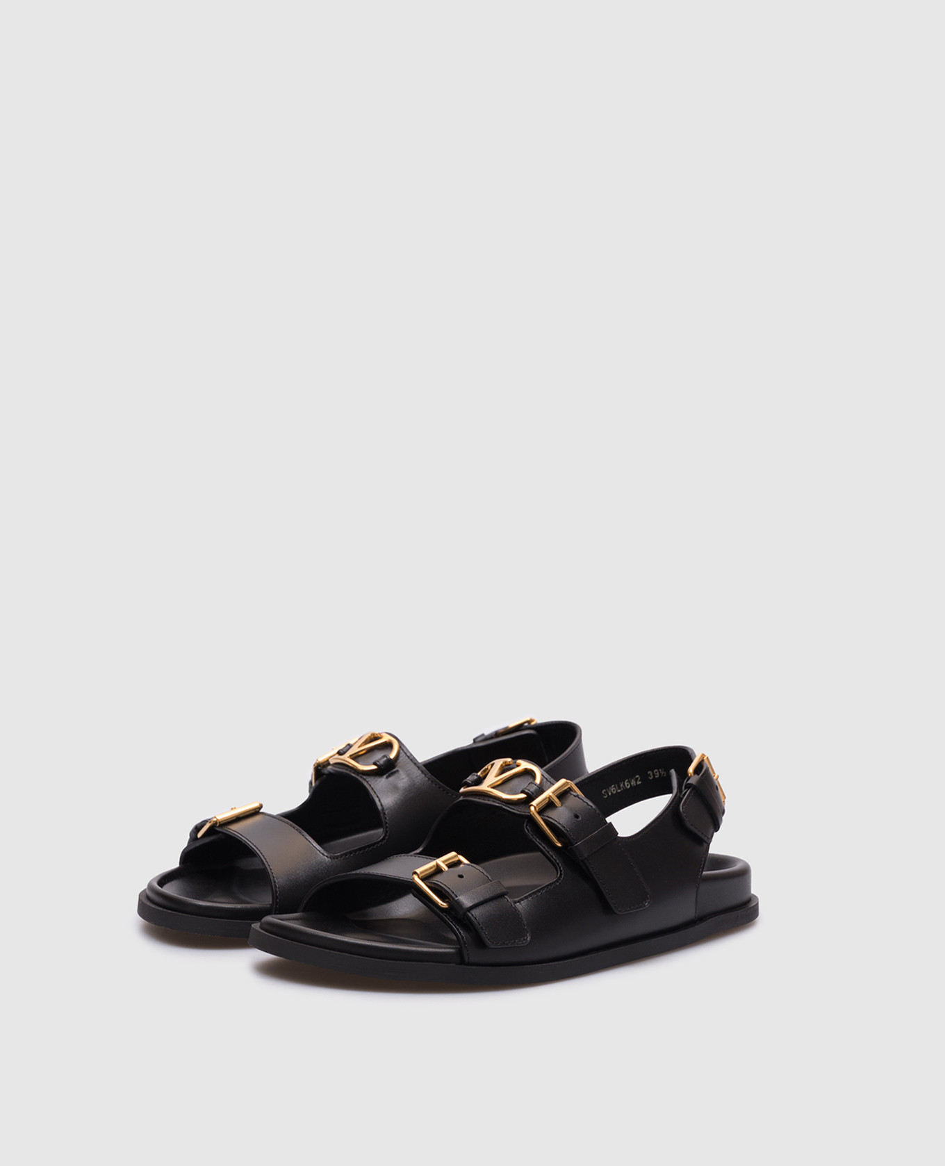 

Black leather sandals with logo Valentino