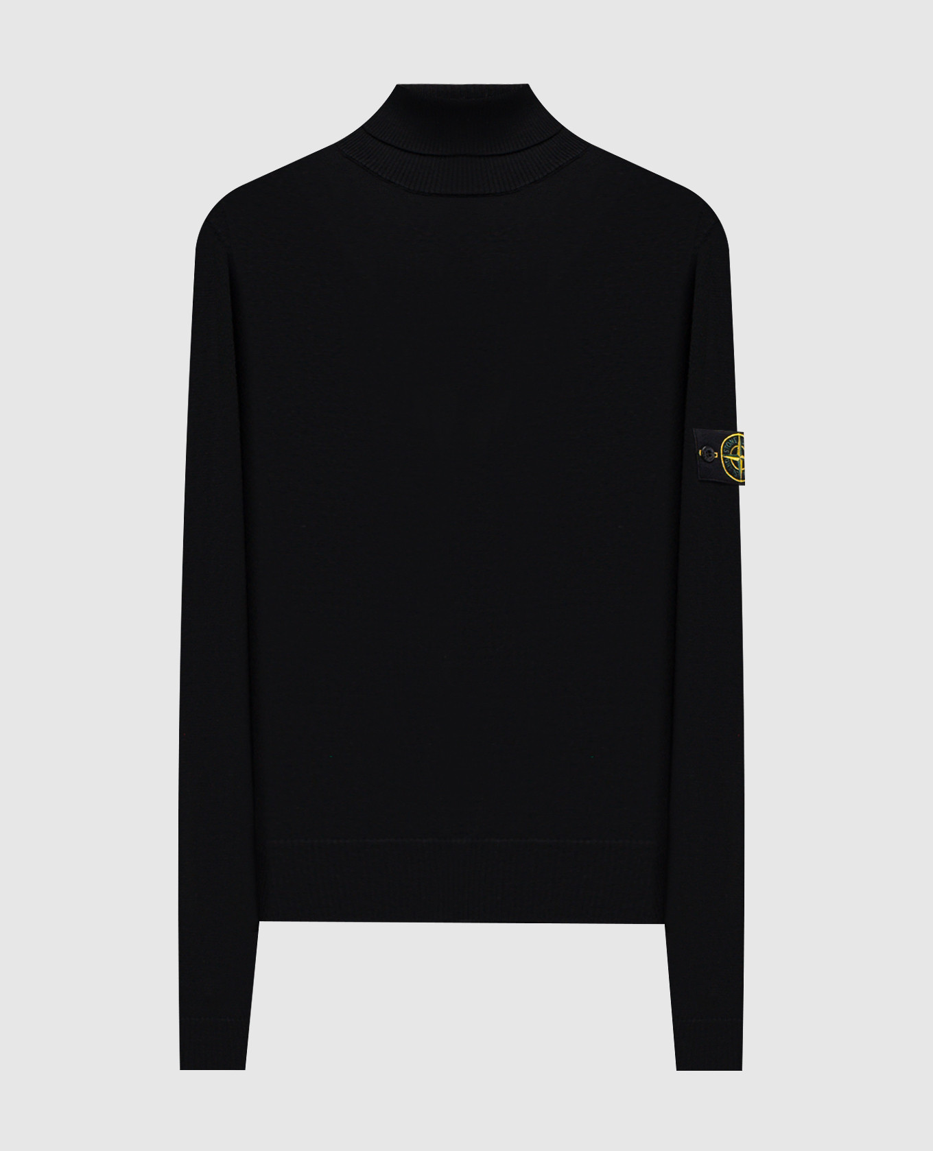 

Black wool golf shirt with logo Stone Island