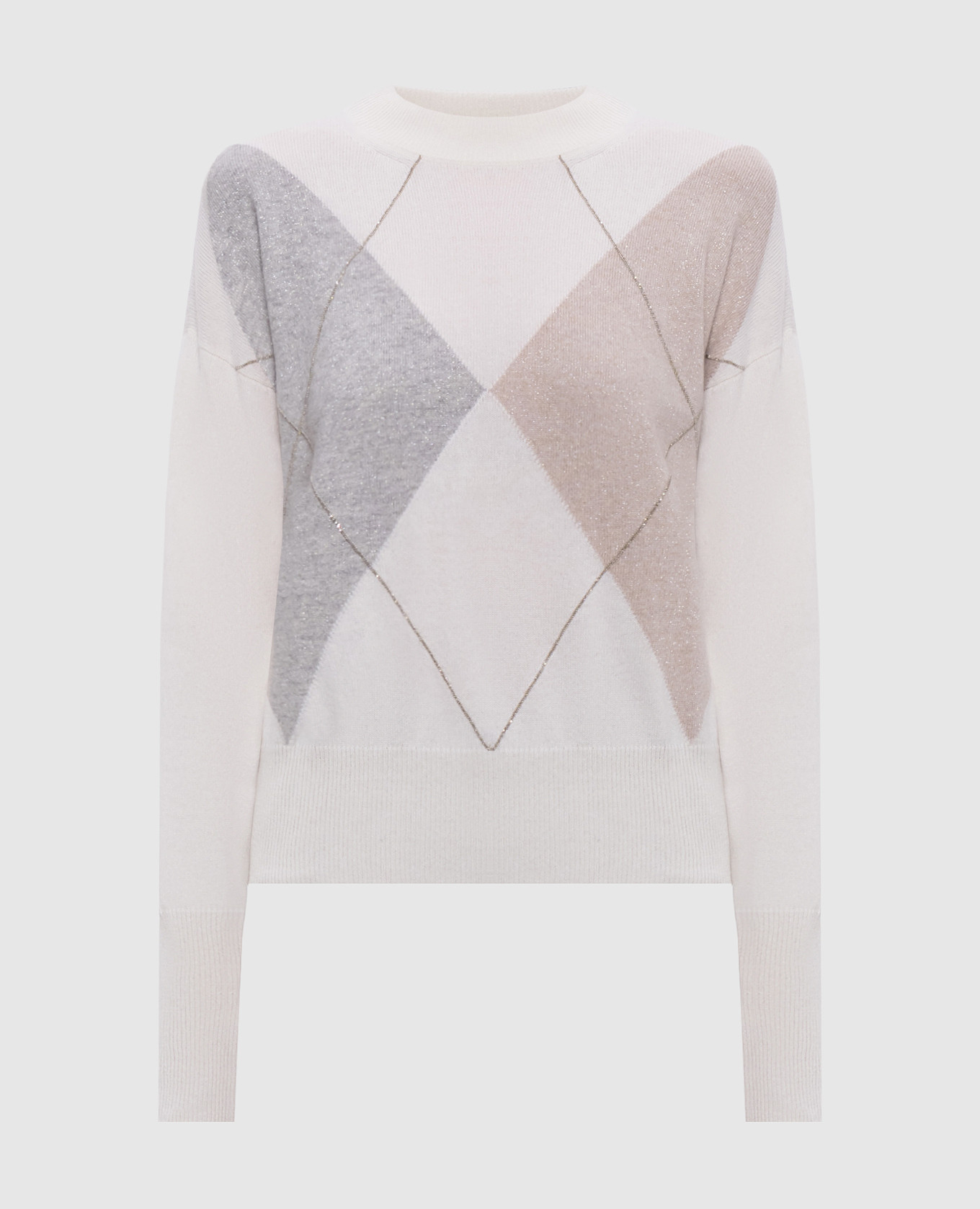 

White cashmere jumper with a monil chain in a geometric pattern Peserico
