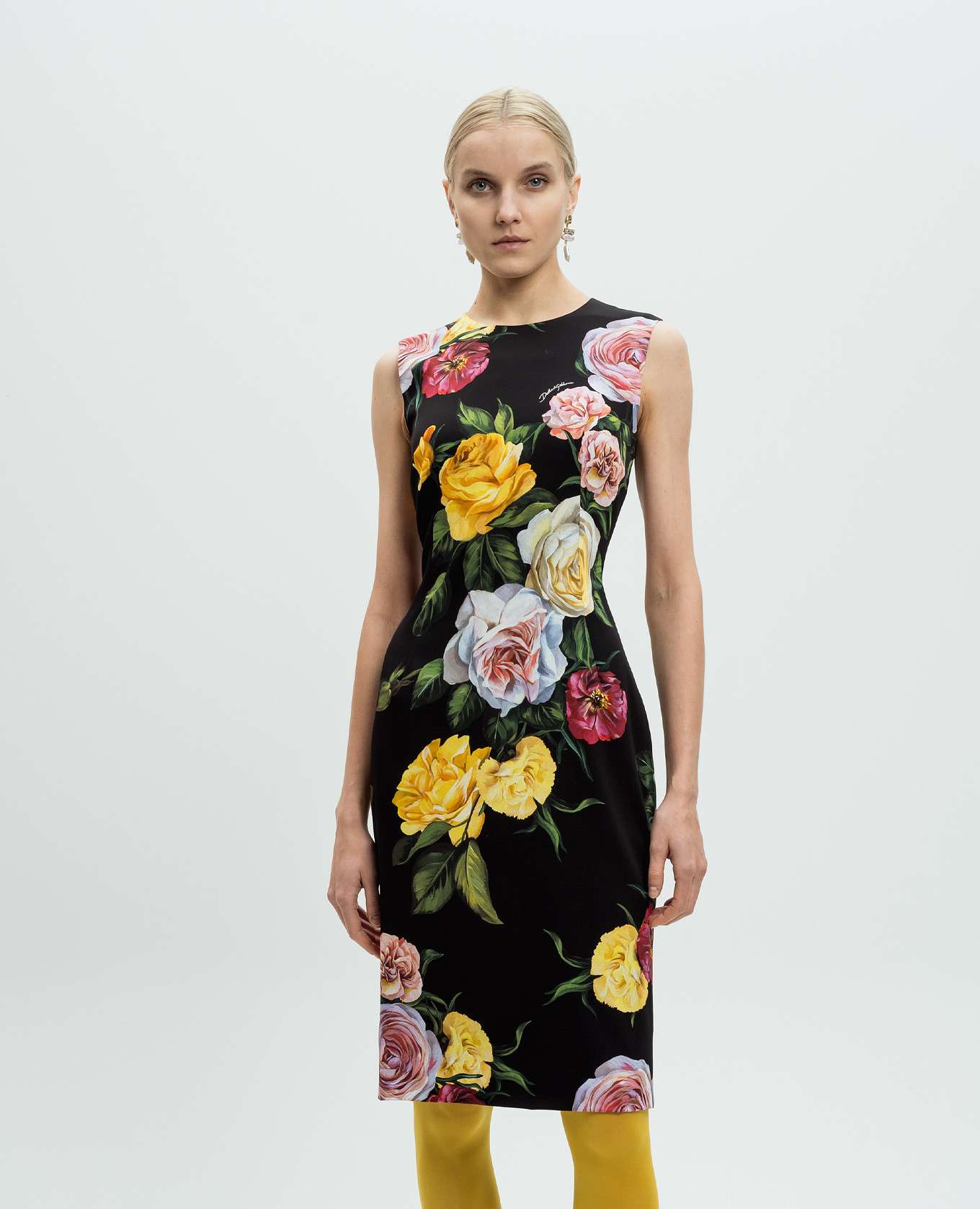 

Black floral print silk midi dress Dolce&Gabbana