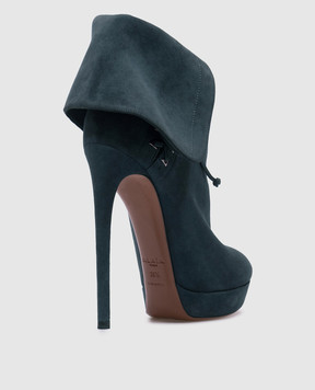 Alaia Blue suede ankle boots with laces 4W3T068CC05