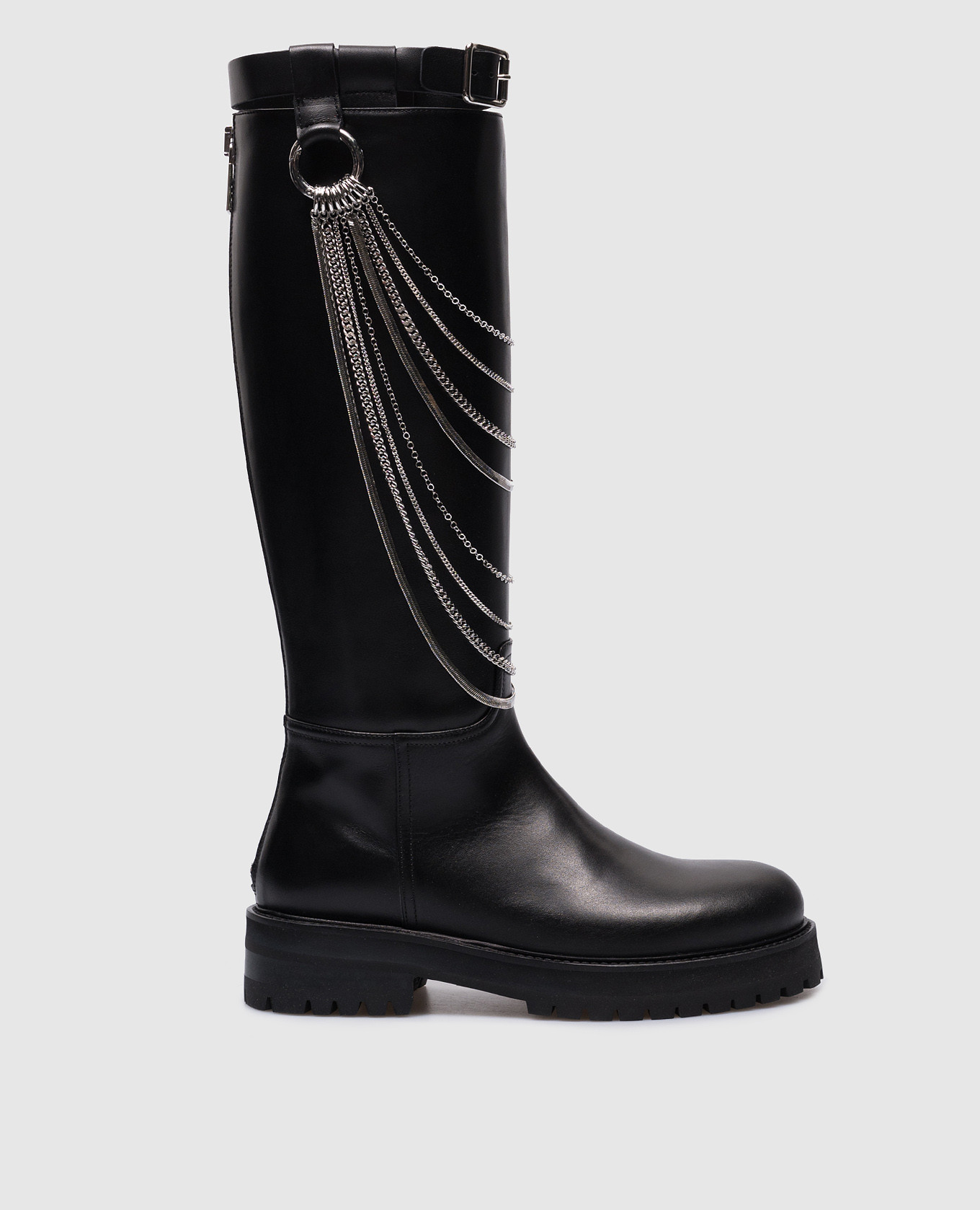 

Black leather boots with chains Dondup, Черный