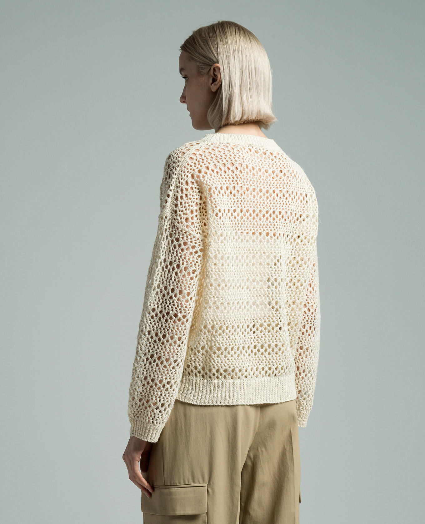 Yellow openwork shawl made of linen and silk Brunello Cucinelli 4