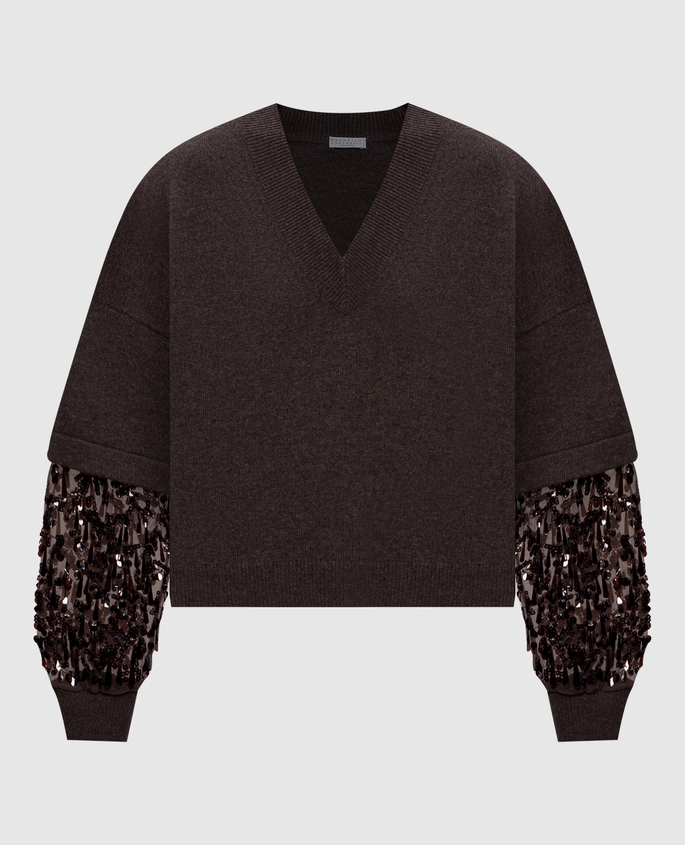 

Brown cashmere pullover with sequins Brunello Cucinelli