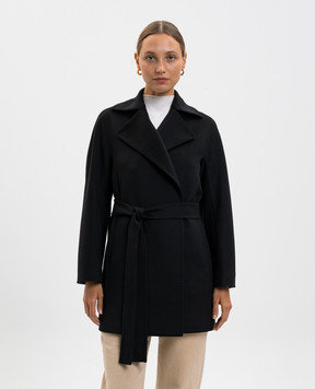 Heresis Black wool coat with a smell M6280G400