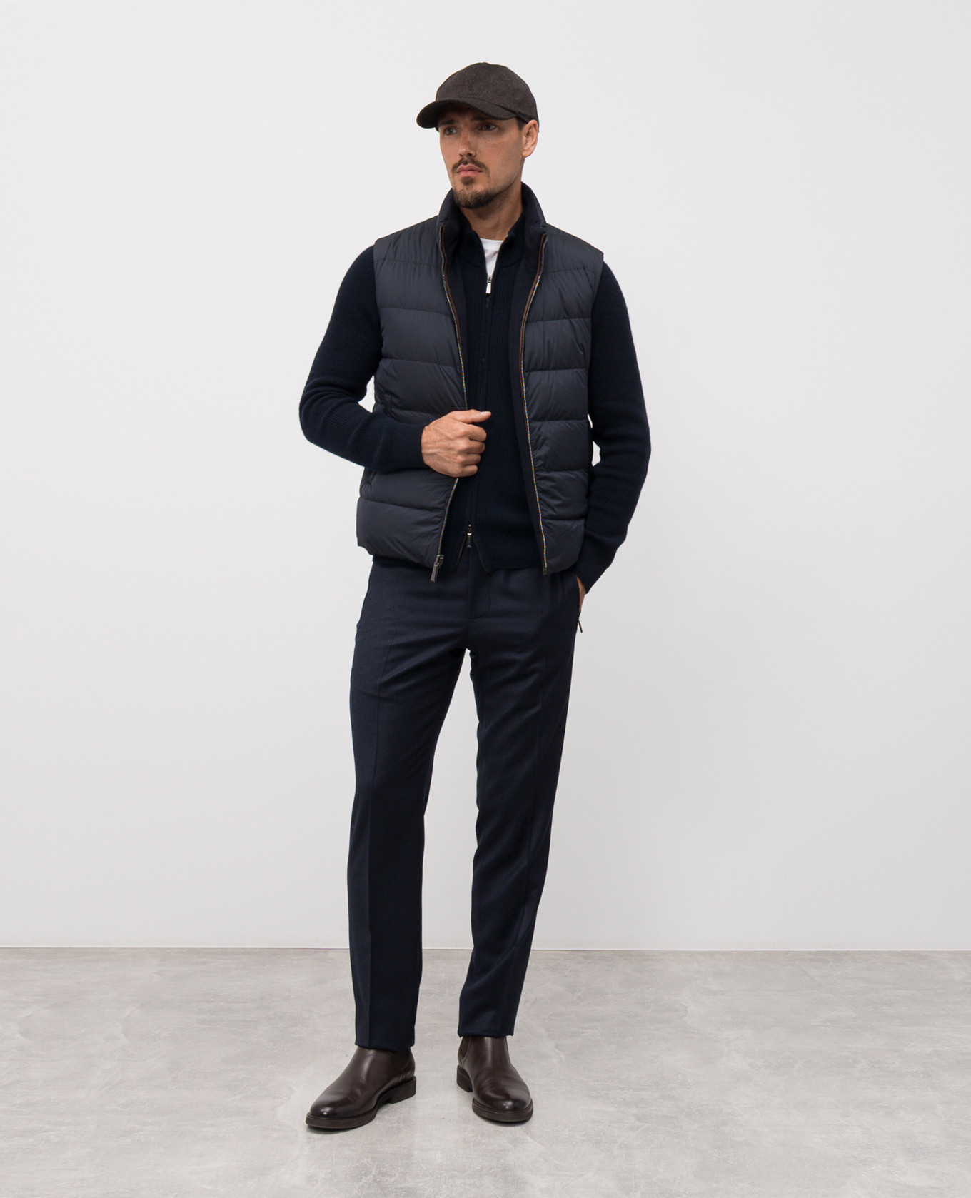 DEAN blue wool and cashmere cardigan MooRER 2