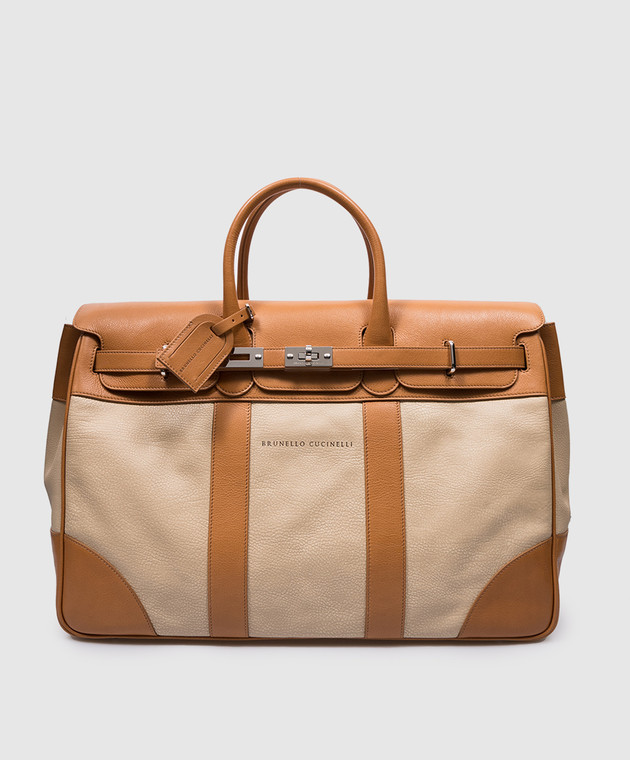 Brunello Cucinelli - Beige leather bag with logo MBIVU071