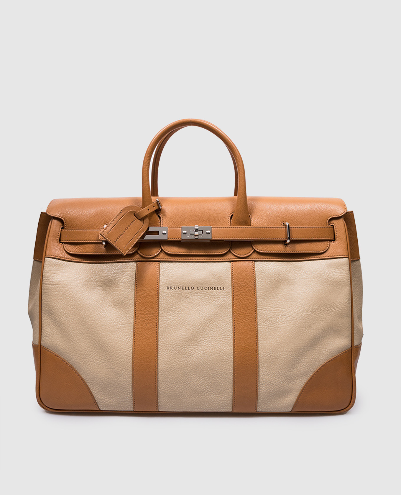 

Beige leather bag with logo Brunello Cucinelli, Бежевый