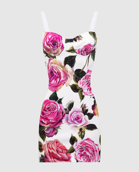 Dolce&Gabbana White floral print bustier dress F6TMZTFSRQJ