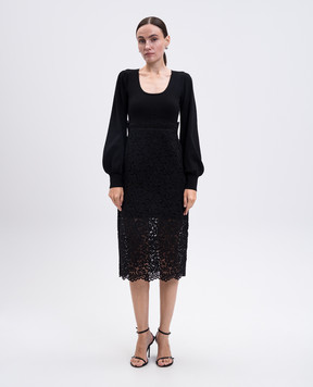 Twinset Black midi dress with lace 252TP3030