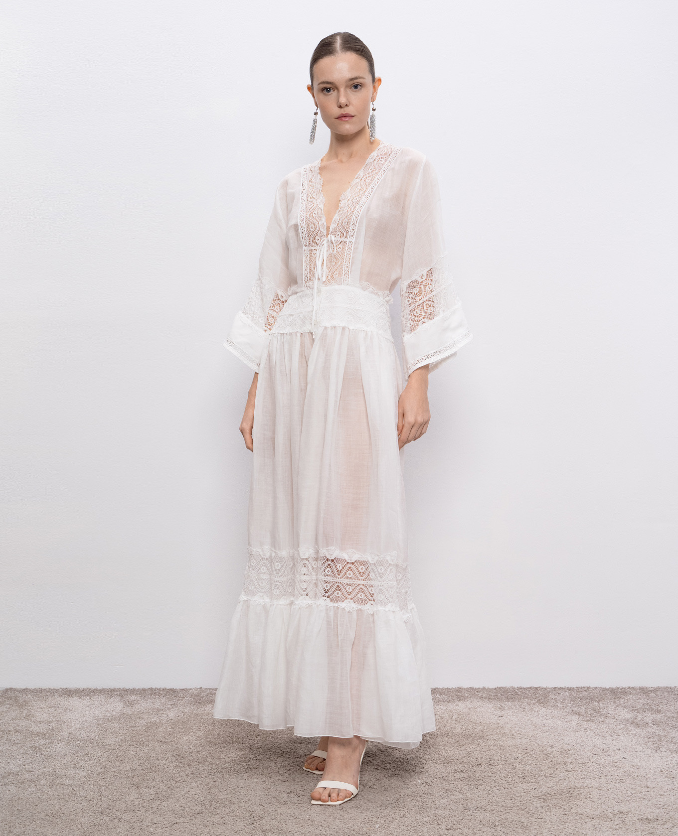 

White lace sash maxi dress Ermanno Scervino