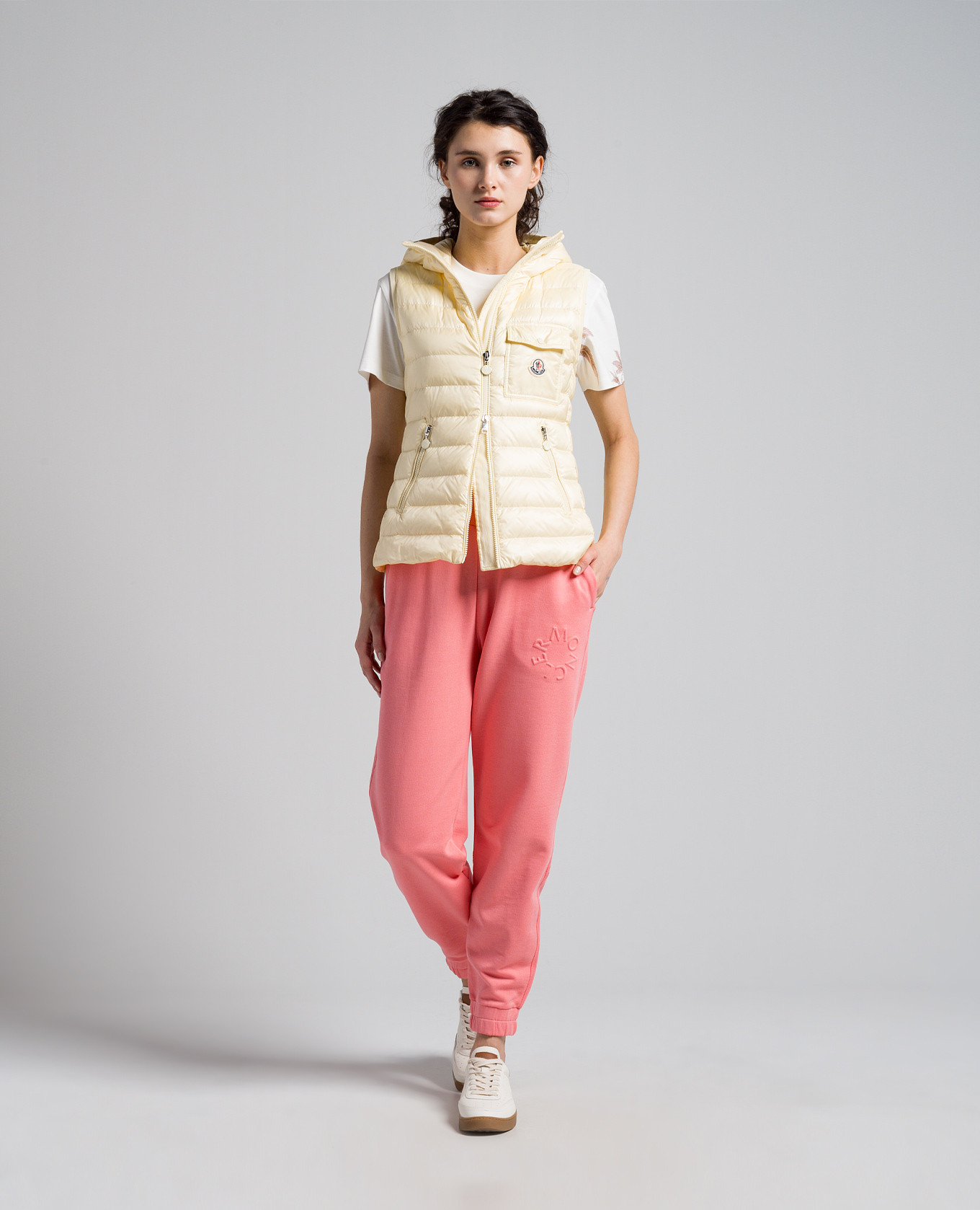 

Yellow down vest with logo Moncler
