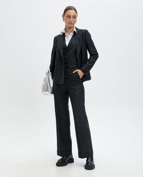 Peserico Gray wool vest with monil chain and lurex S0311703359