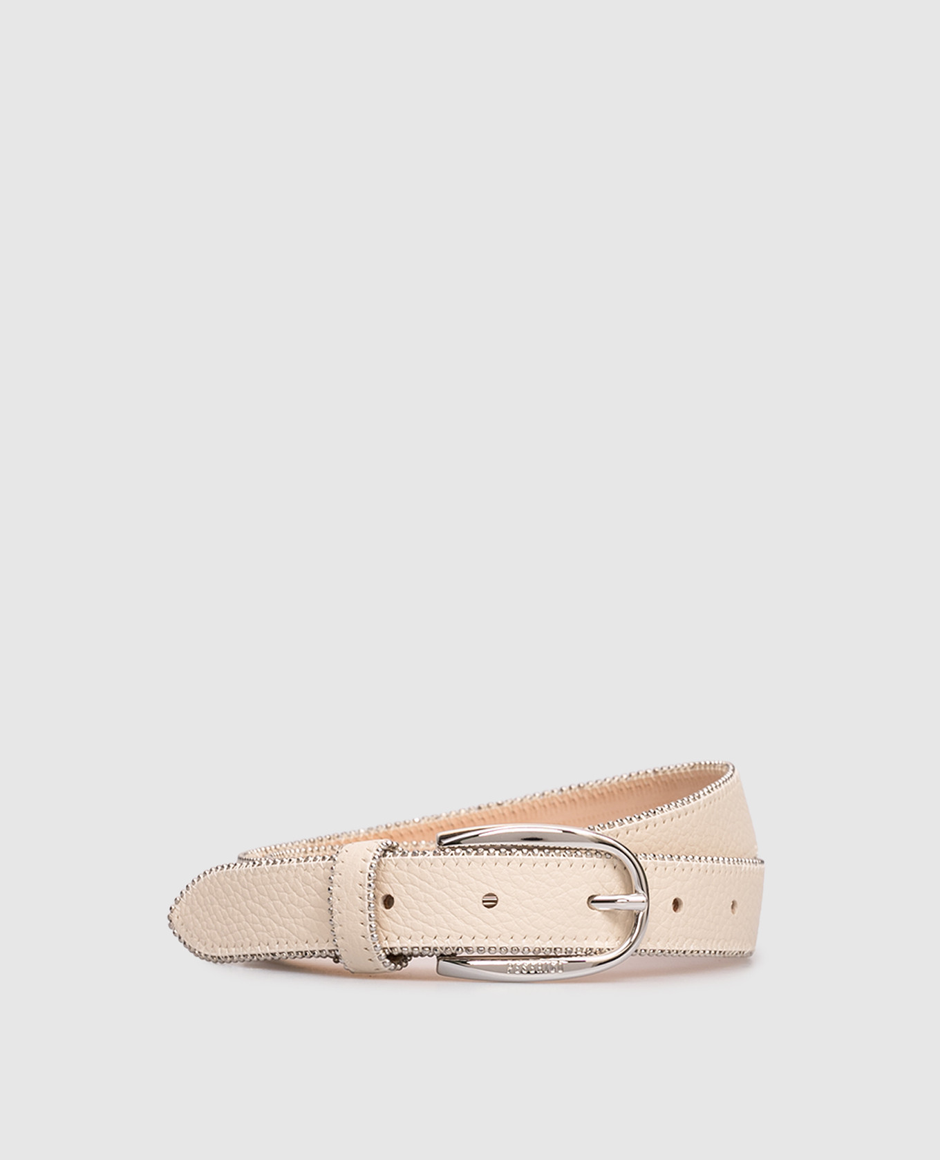 

Beige leather belt with logo engraving Peserico