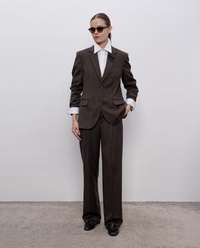 Brunello Cucinelli Brown wool and cashmere pants MP513P9019