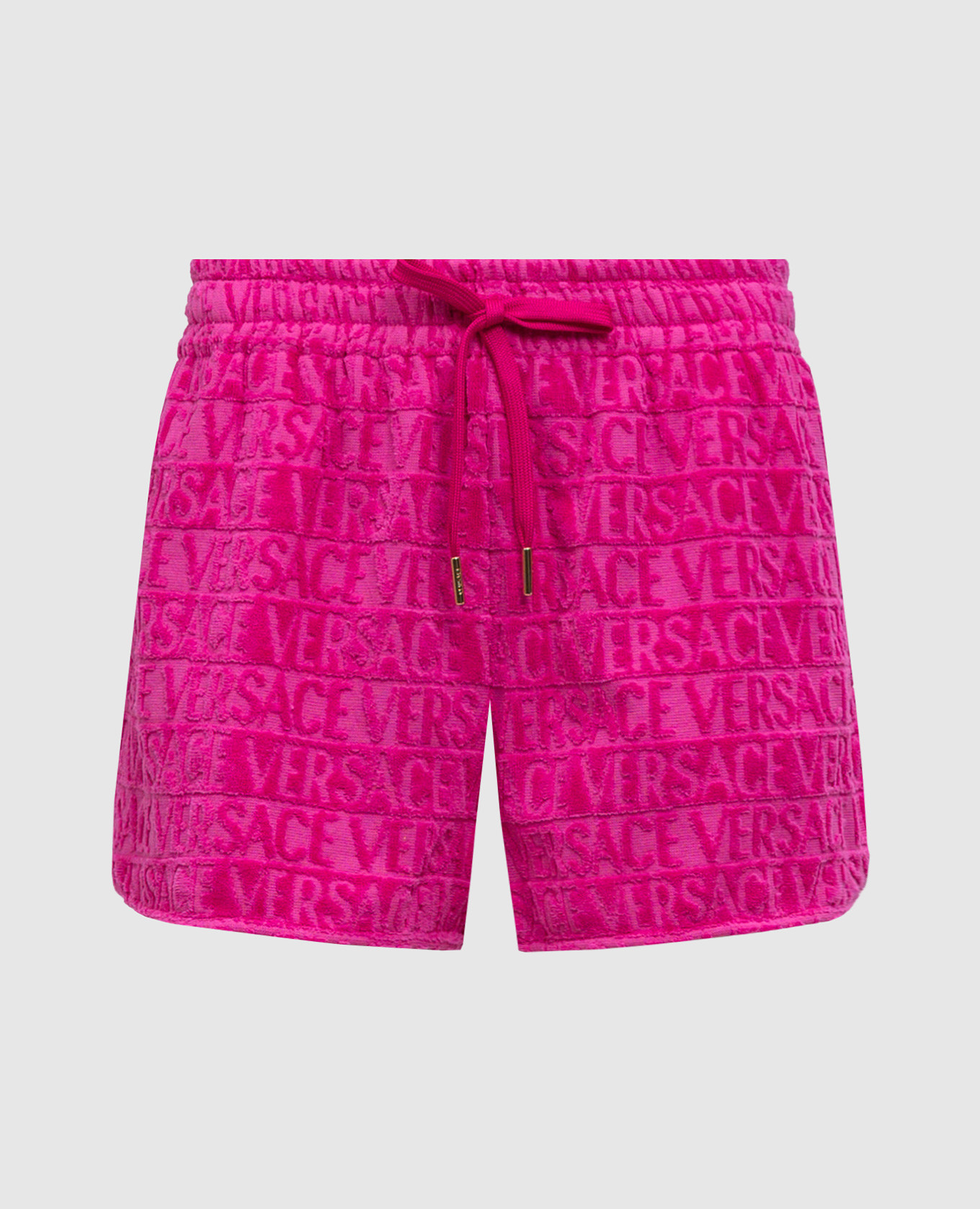 Pink terry shorts with logo Versace