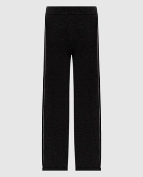Peserico Grey wool, silk and cashmere sweatpants with monil chain S94107F1209283