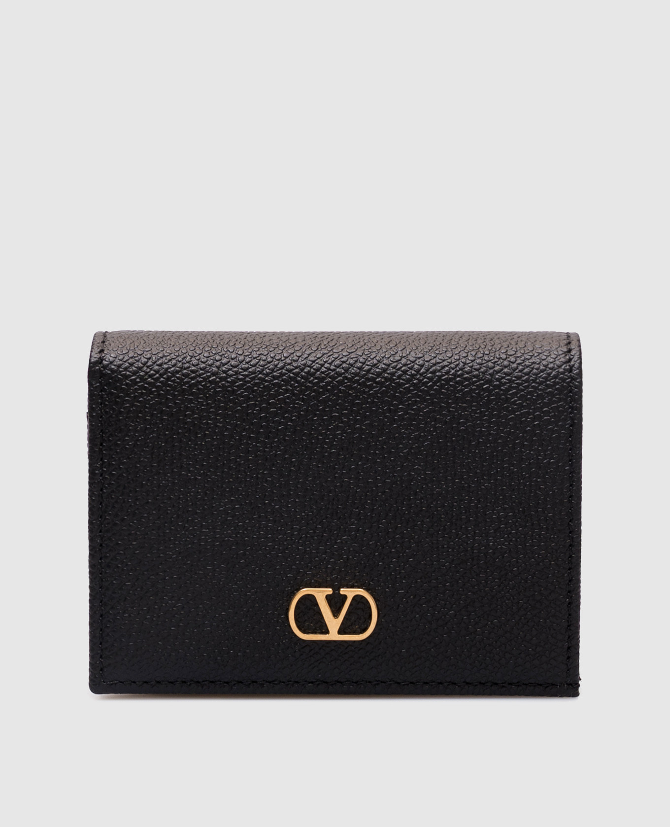 

Black leather wallet with logo Valentino