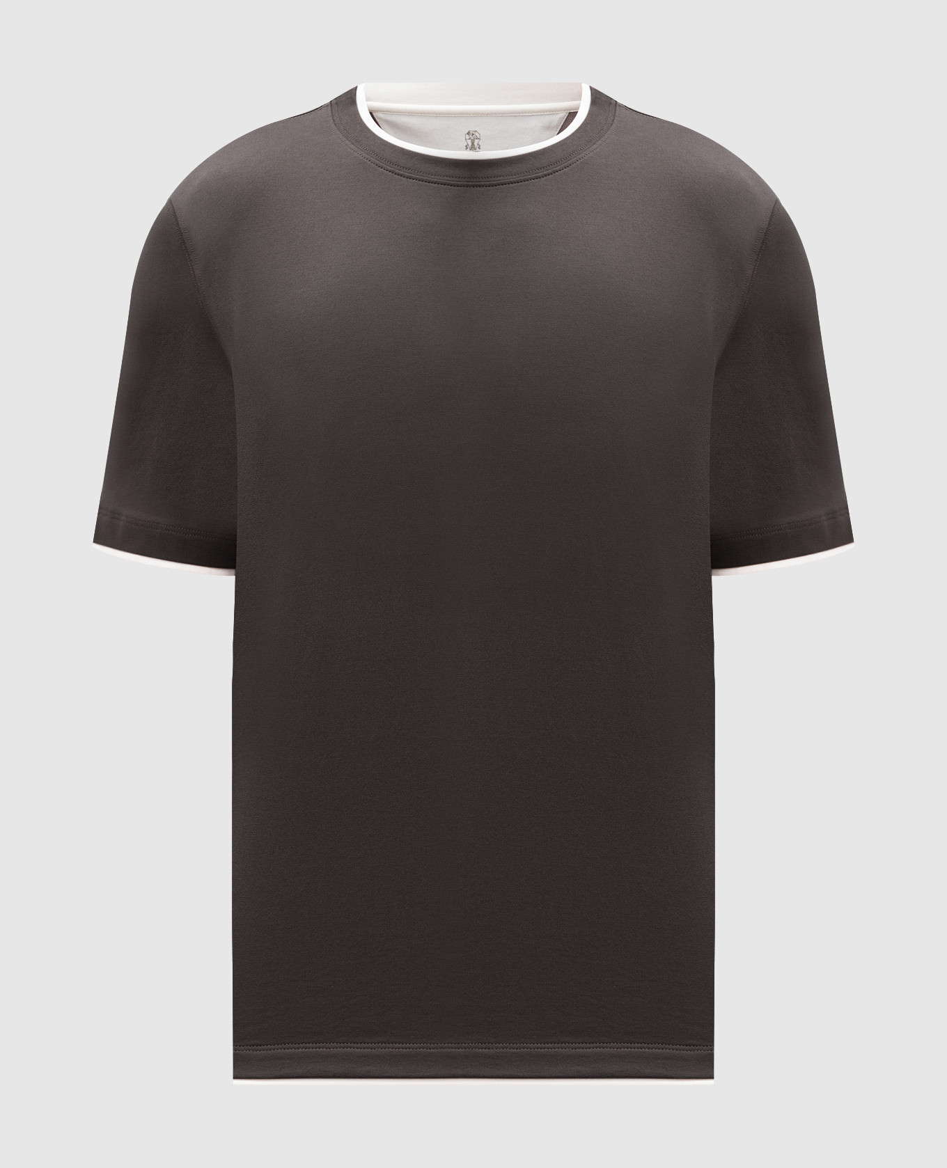 

Grey straight-cut T-shirt with layering effect Brunello Cucinelli