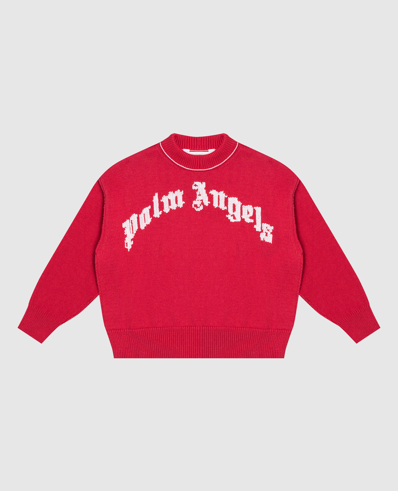 Children's red wool sweater with logo palm angels
