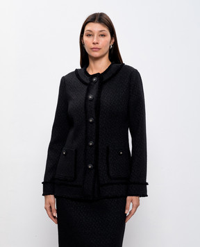 Dolce&Gabbana Black wool tweed jacket with metallic DG logo F2940TGDCLW
