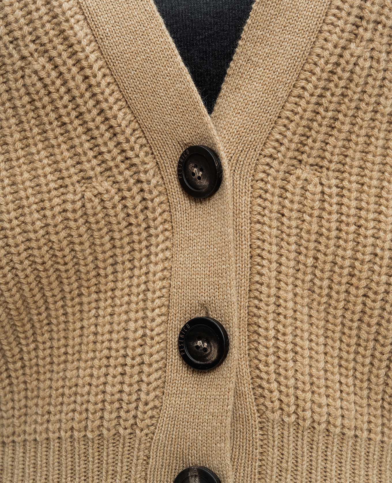 

Brown cashmere cardigan with monil chain Peserico