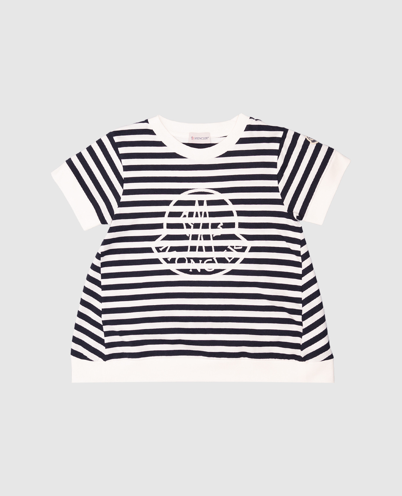 

Children's blue striped T-shirt with logo emblem Moncler ENFANT