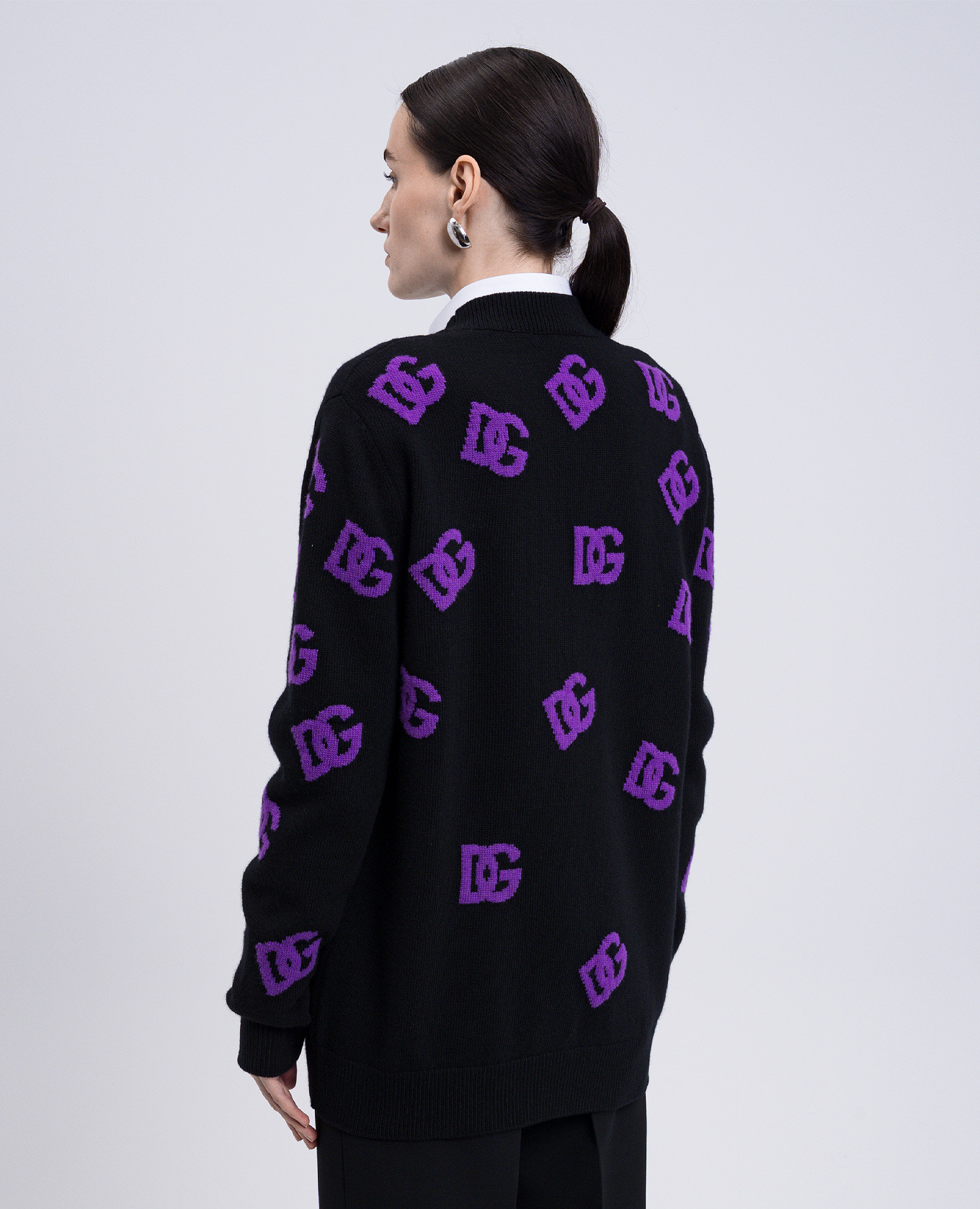 

Black wool cardigan with DG pattern Dolce&Gabbana
