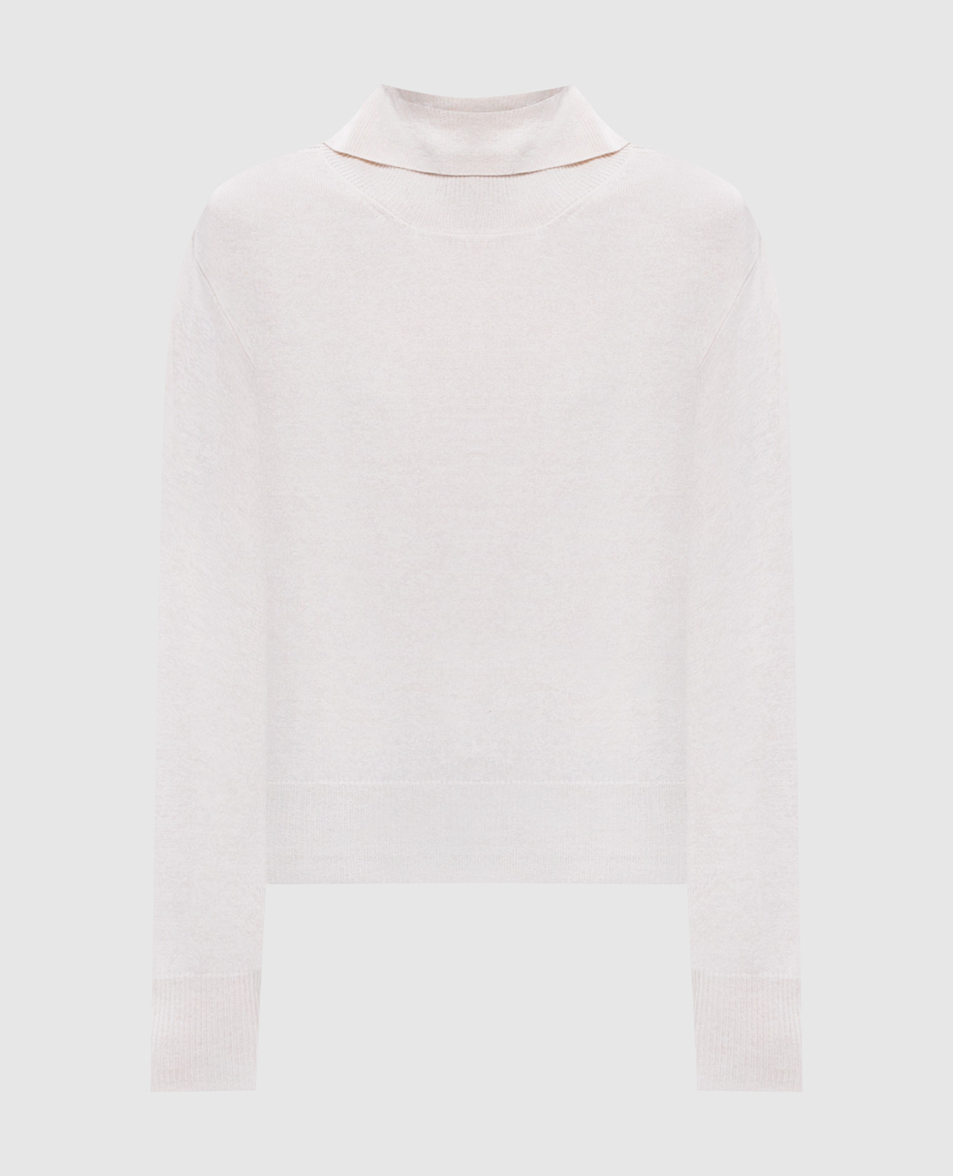 Beige wool, silk and cashmere turtleneck with monil chain Peserico