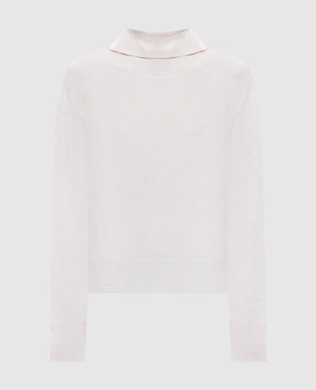 Peserico Beige wool, silk and cashmere turtleneck with monil chain S99609F1209018