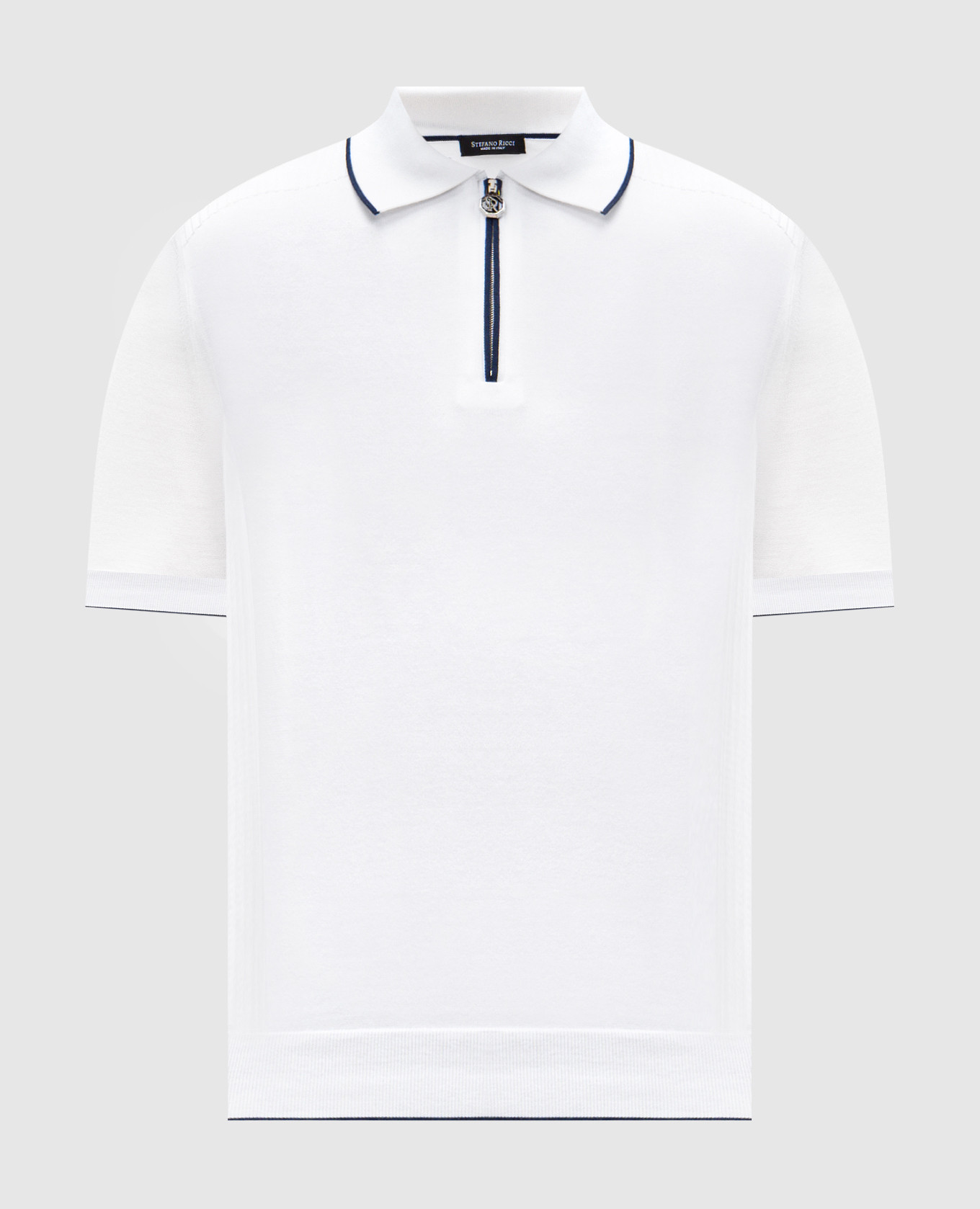 

White polo with embroidered monogram logo Stefano Ricci