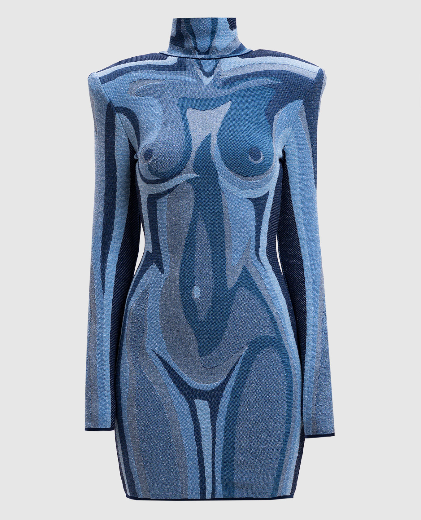 

Blue mini dress with branded jacquard pattern Balmain, Light blue