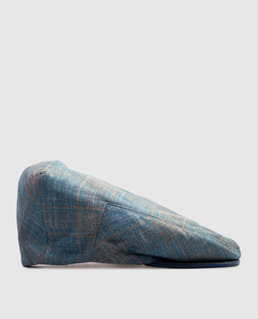 Stefano Ricci Blue checked wool, silk and linen cap MCV51NB100LP52HA