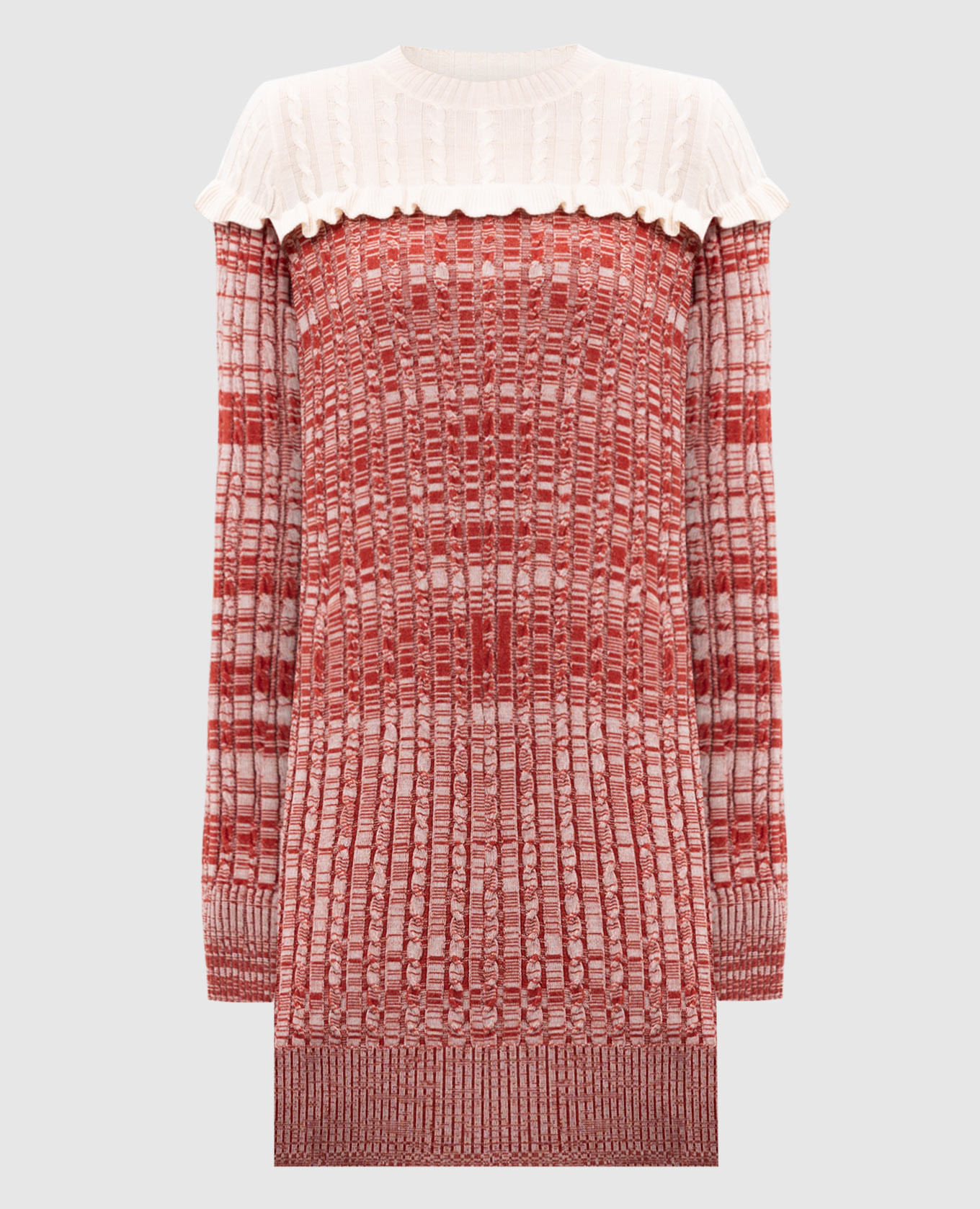 

Brown dress made of wool with ruffles in a textured pattern Philosophy di Lorenzo Serafini