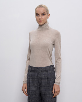Brunello Cucinelli Beige cashmere and silk turtleneck M13800063P