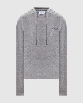 Off-White Grey cashmere hoodie with logo 2HU005F25KNI001