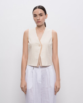 Peserico Beige linen vest E03019A2600