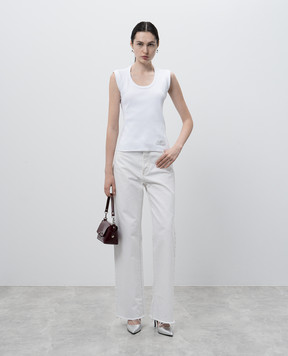 Philosophy di Lorenzo Serafini White ribbed top with logo patch A07010743