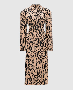 Max Mara Sportmax Beige double-breasted coat GREMBO in animal print GREMBO