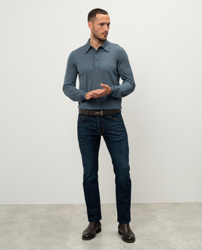 Tom Ford Blue cashmere and silk polo shirt KPL002YMK005S23