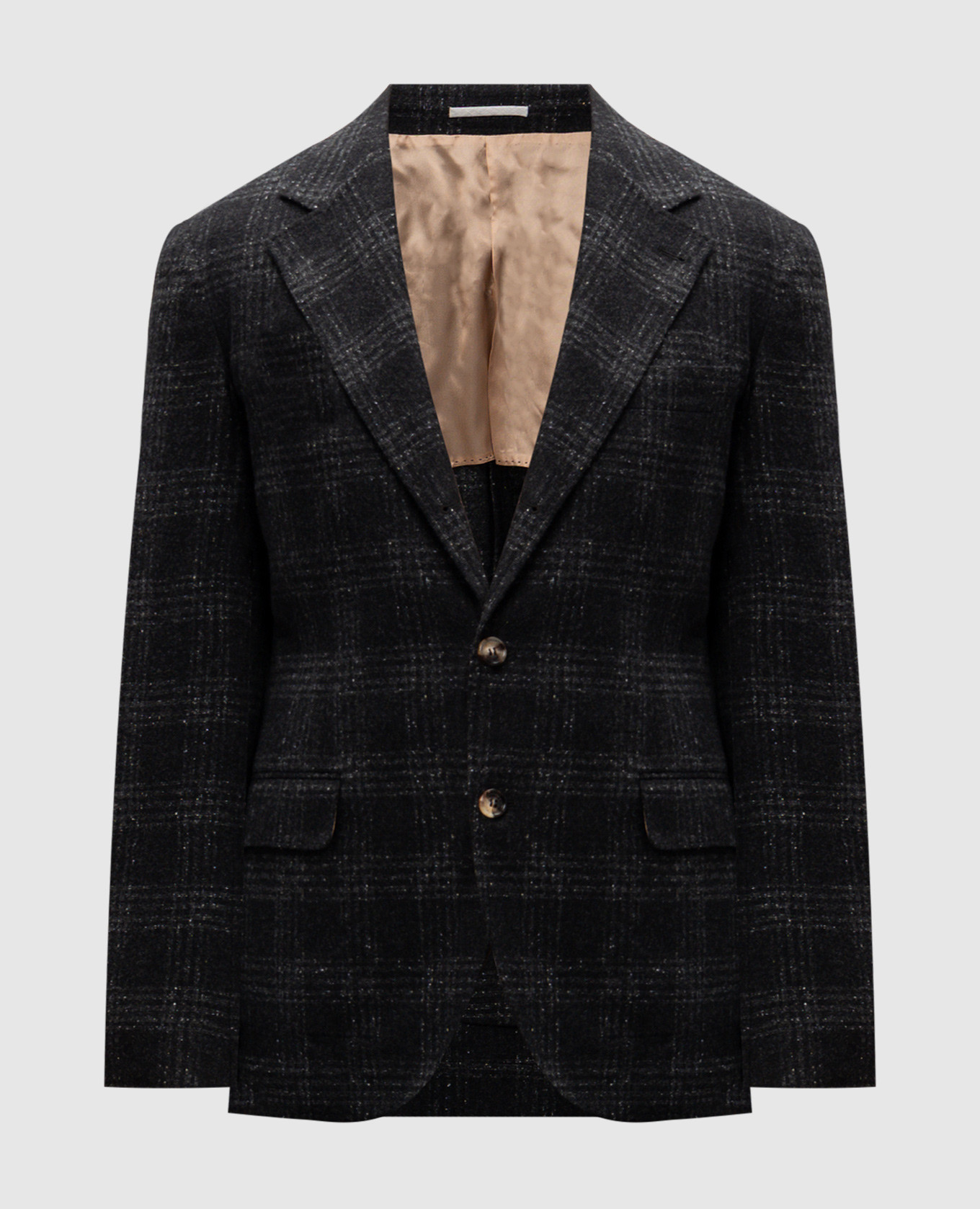 

Gray checked silk, wool and cashmere blazer Brunello Cucinelli, Grey